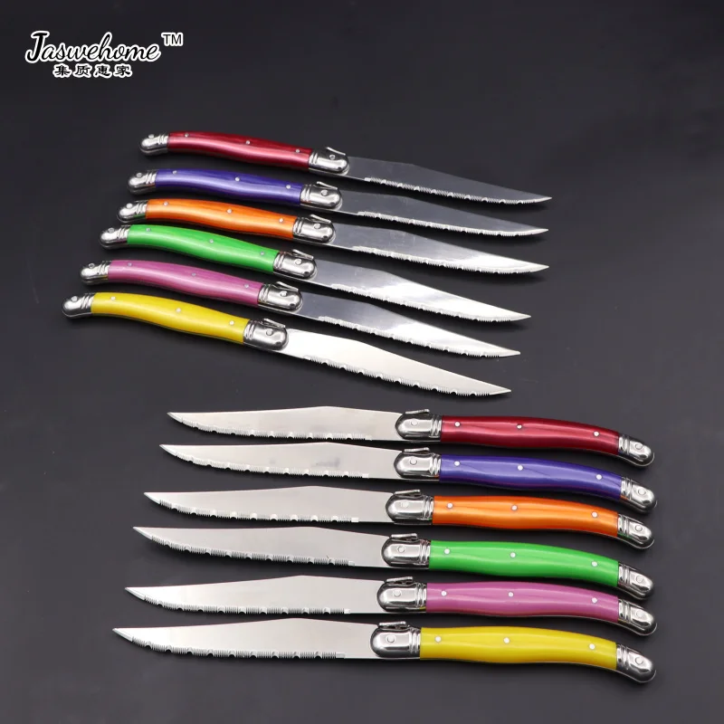 Jaswehome 12pcs laguiole stainless steel steak knife set dinner table knife set dessert knife for dinner cutlery set