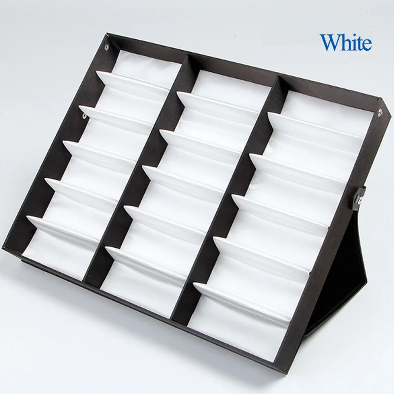 Big Size Glasses Display 18 Slot Grids Eyeglass Sunglasses Storage Box Collector Stand Case Holder Glasses Makeup Organizer