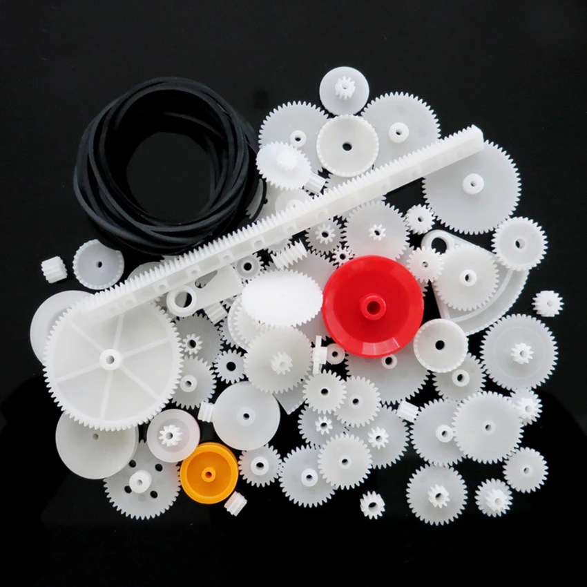 81Pcs/set 0.5 Modulus Gear Pack Kit Plastic Motor Gear Pack Set Gearbox Sector Teeth Racks Pulleys DIY Robot Accessories