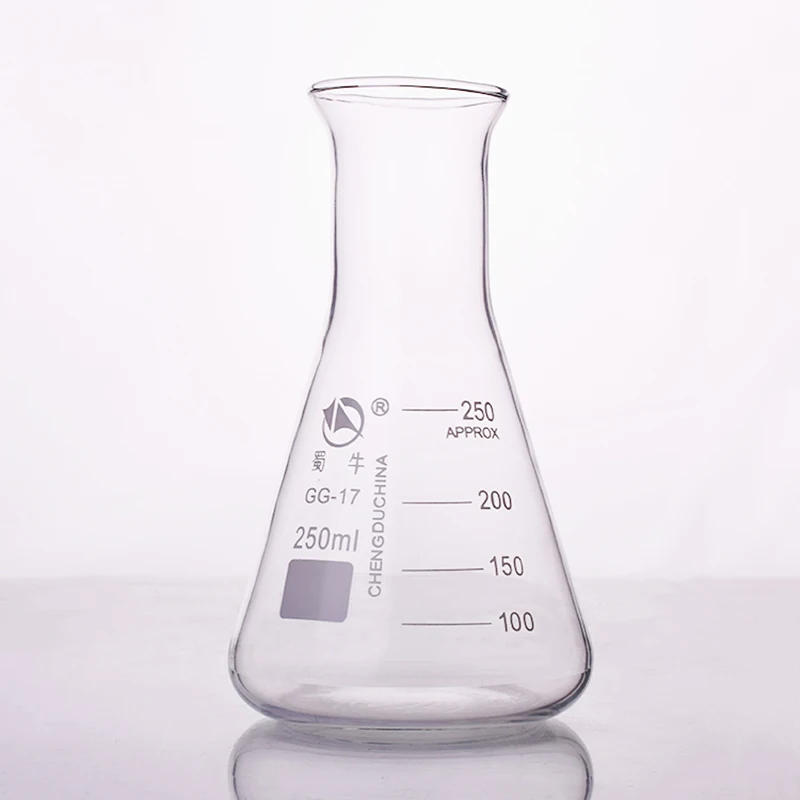 

3pcs Conical flask,Wide spout with graduations,Capacity 250ml,Erlenmeyer flask with normal neck.