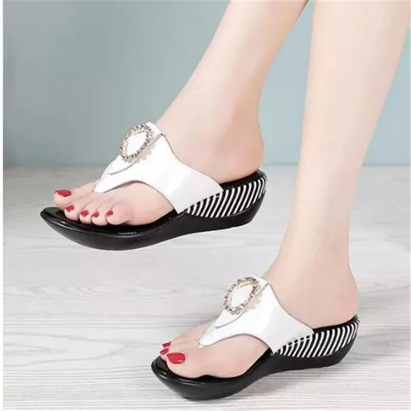 Summer Platform Flip Flops Fashion Beach Shoes Woman Anti-slip Genuine Leather Sandals Women Slippers Shoe