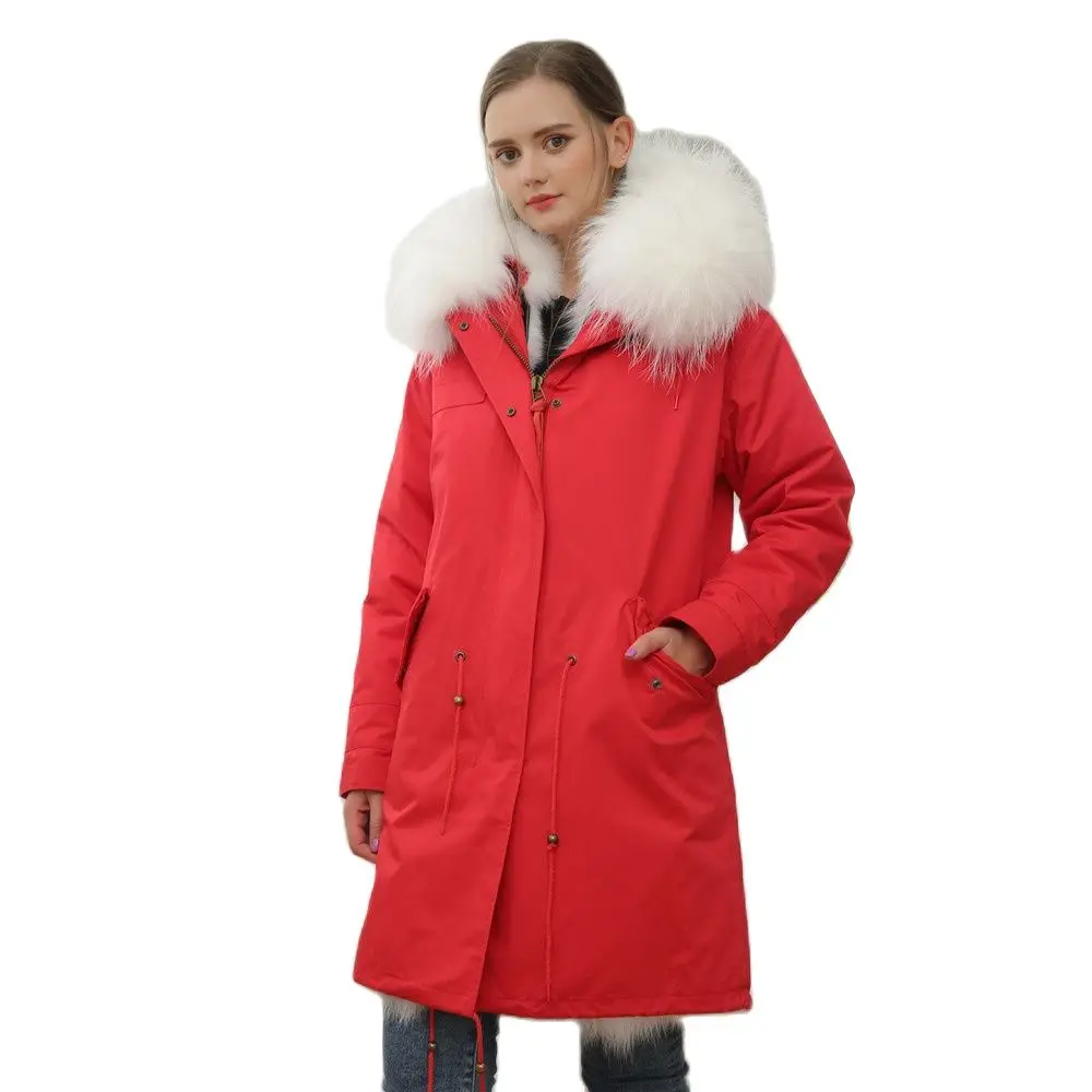 Parka longue à capuche avec col en fourrure de renard véritable pour femme, pardessus réversible blanc, dernière mode