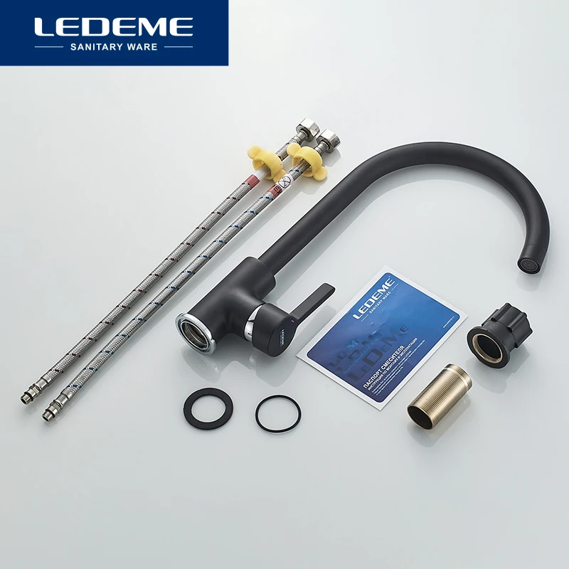 LEDEME Kitchen Faucet Outlet Pipe Tap 360 Degree Rotation Curved Classic Kitchen Sink Faucets Water Mixer Faucets Taps L4299