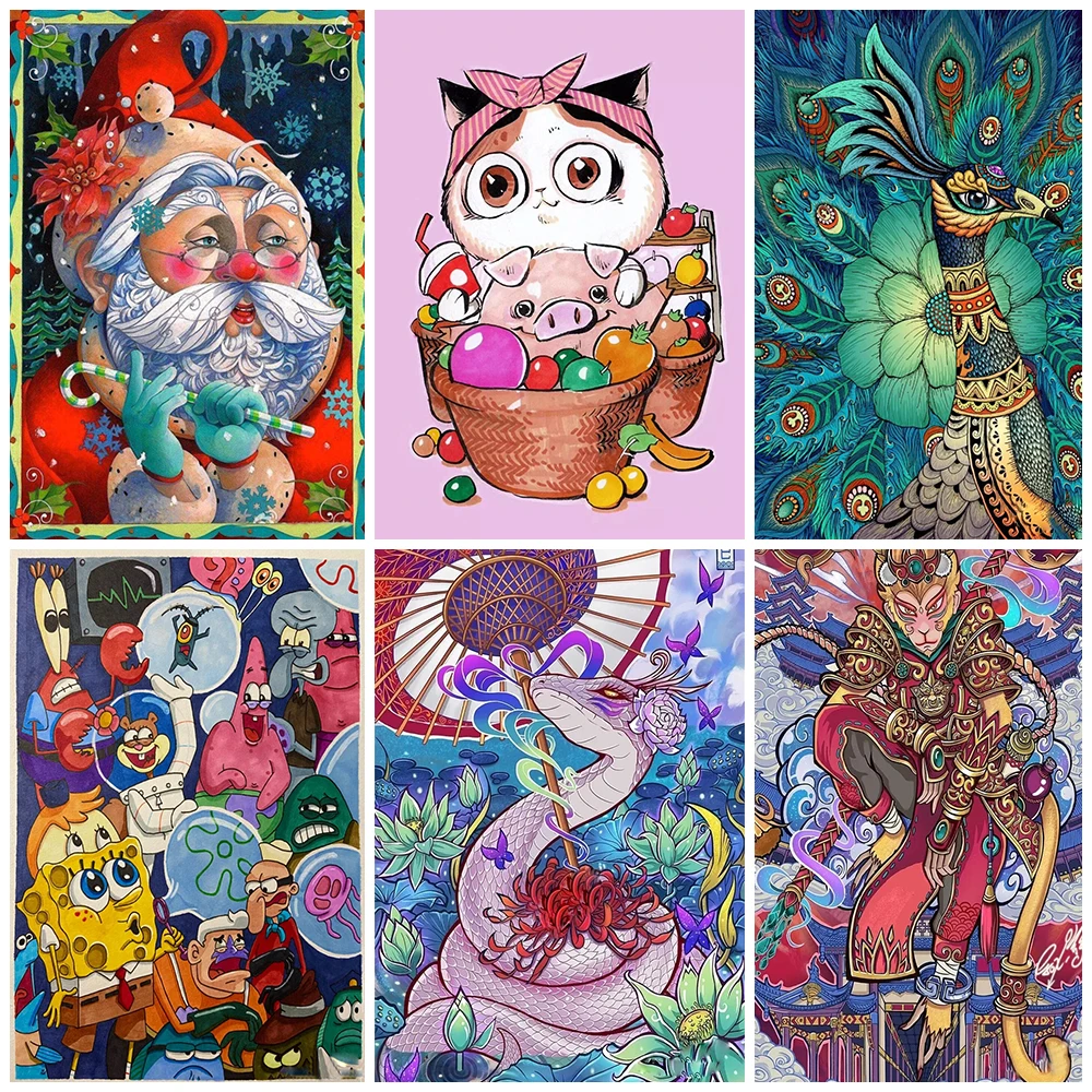 

Full Diamond Painting 5D DIY Illustration Colorful Cartoon Character Inlaid Diamond Embroidery Custom Decorative Painting