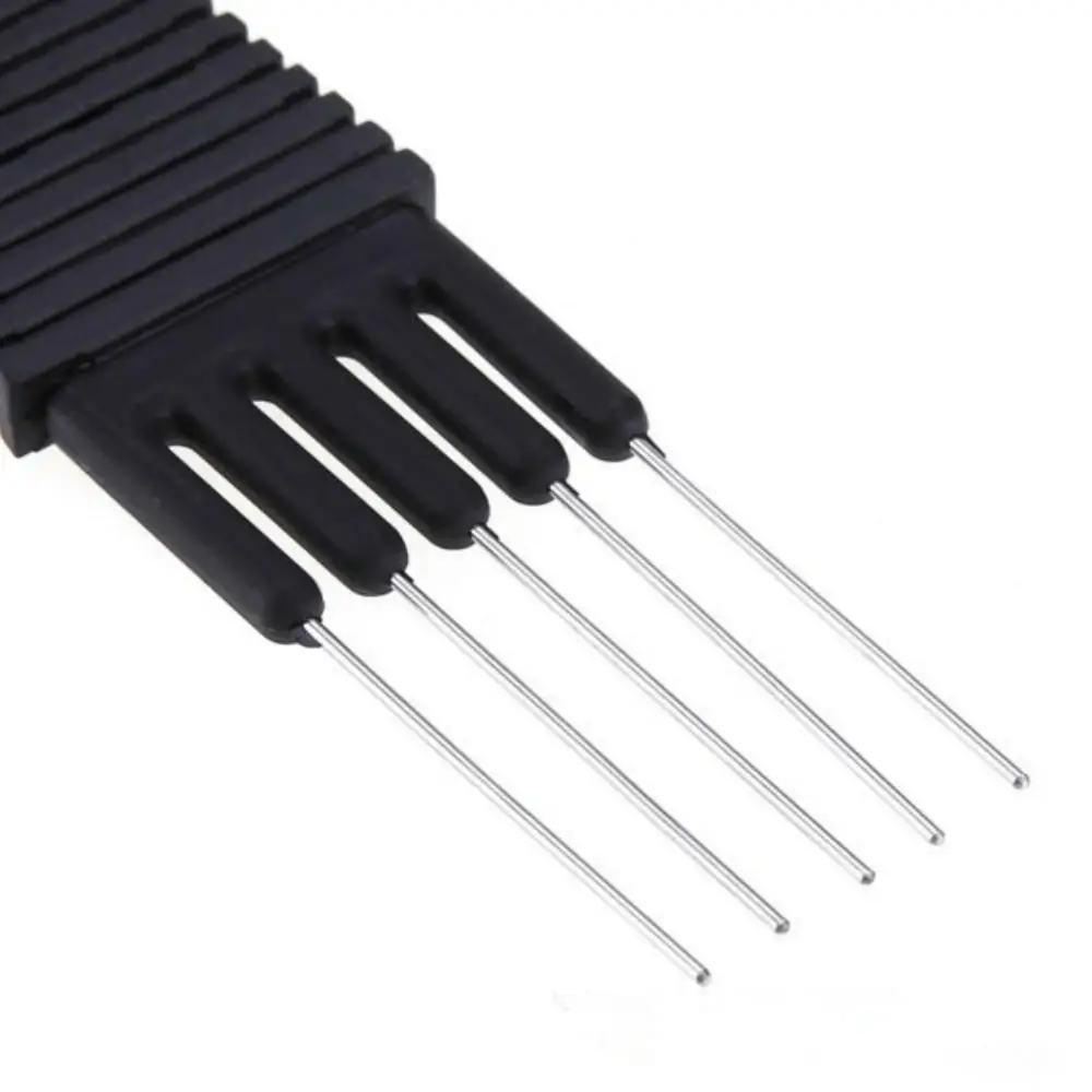 Black Carbon Lift Combs com metal Prong, elevador de aço inoxidável, Teasing Combs for Hair Salon, Home Supplies, 2 Cabeça