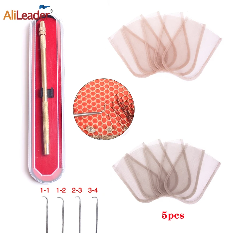 Alileader New Weaving Ventilating Needles With 4Pcs Pin Professional Ventilating Needle For Wig Making Lace Crochet Hook Tools