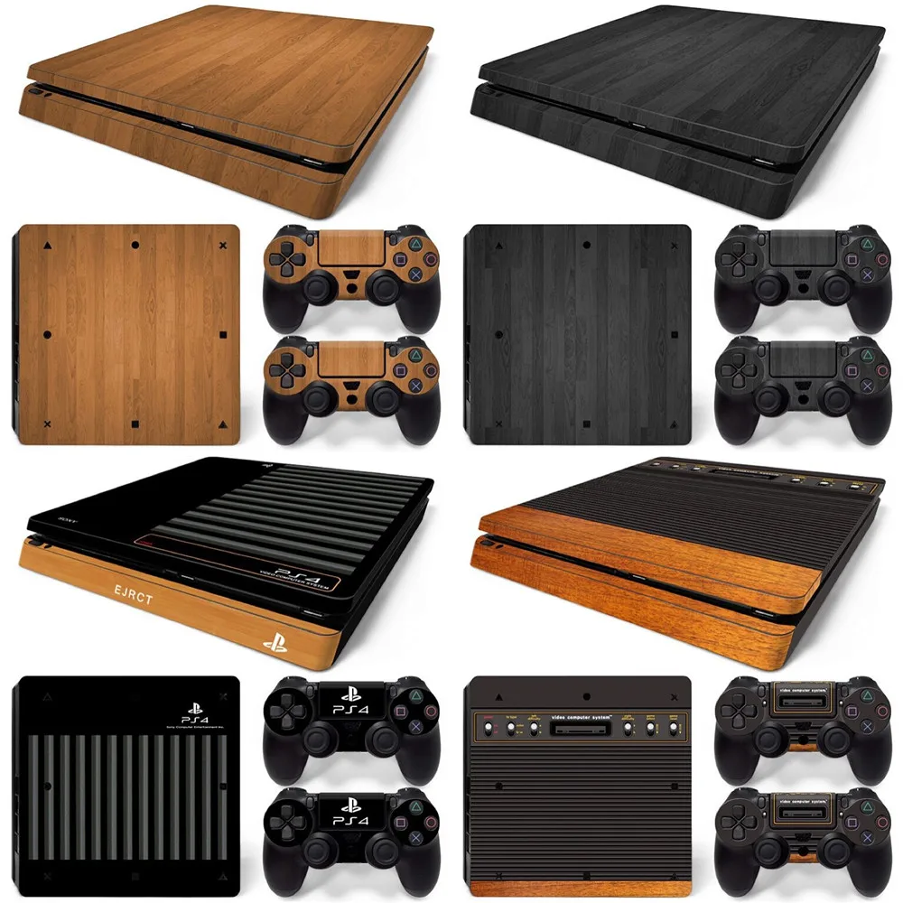 

Wood design for PS4 slim Skin Designer Decal for PS4 SLIM System plus Two Decals for PS4 Controller Camo design sticker