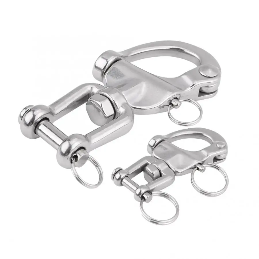 70mm/128mm 316 Stainless Steel Boat Marine Jaw Swivel Snap Shackle for Sailboat Spinnaker Halyard Accessories