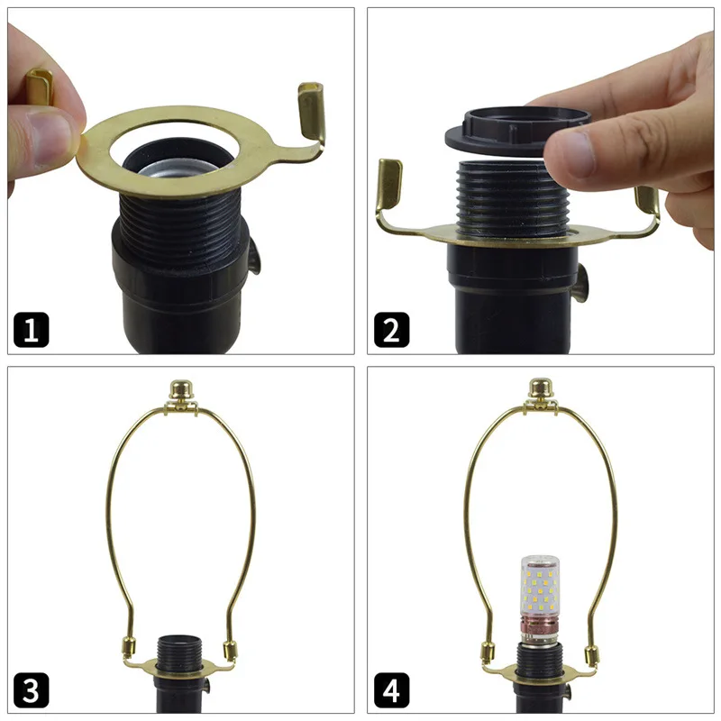 Accesorio de luz, soporte de arpas de pantalla de lámpara de 6/8/10/12 pulgadas, Kit ajustable con Base de luz E27 E26 E14 M10 para lámparas de mesa