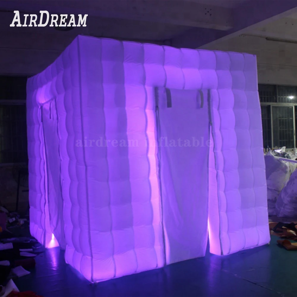 Venda por atacado a cabine de fotocabine inflável branca portátil da cabine da foto de selfie com diodo emissor de luz completo em torno da barraca da foto do cubo para anunciar