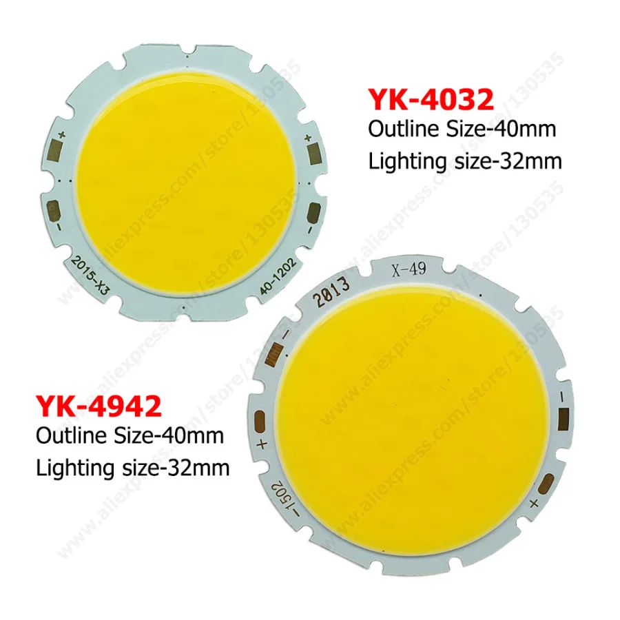 1PC  10W 12W 15W 20W COB beads 40mm  49mm Led Chip Diodes Surface Light for Led Bulb Spotlight, Street Led Lamp,COB bead diy