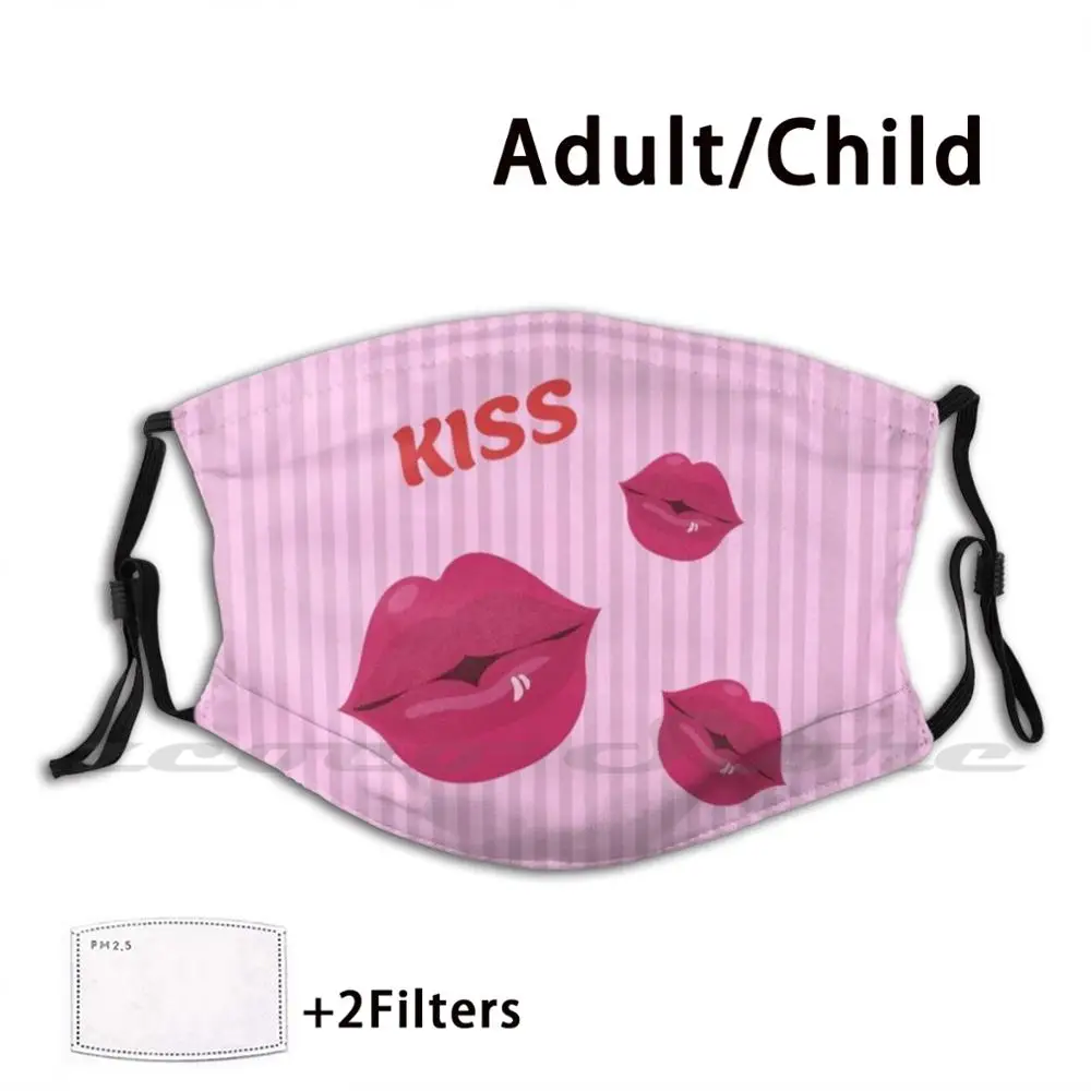 Kiss Mask panno lavabile filtro fai da te Pm2.5 bambini adulti Kiss Lips Face Red Love san valentino compleanno san valentino Family Kind