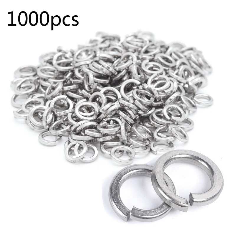 1000/500/250PCS M1.6 M2 M2.5 M3 M4 M5 M6 304 Stainless Steel Spring Washers Gasket For Bolts