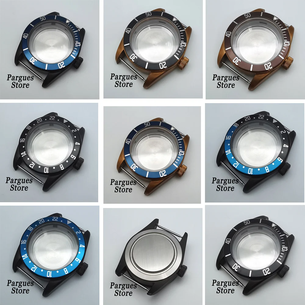 41mm Black PVD Brass Coated Case Sapphire Glass Fit NH35 NH36 ETA 2836 Miyota 8205/8215 Mingzhu DG2813 ST1612 Movement