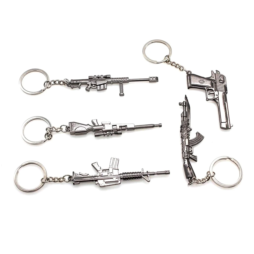 Around The Game Around The Fire Line Ak47 Weapon Pistol Sniper Gun Cf Mini Gun Car Key Pendant Keychain Ring Gift Keyrings 2022