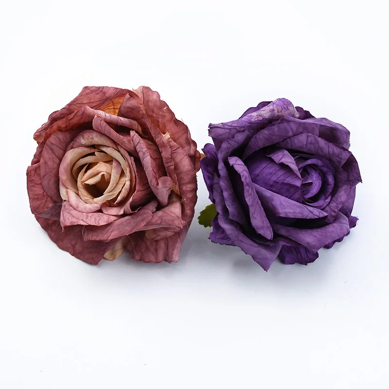 2PCS Retro Roses Head Wedding Decorative Flowers Wall Christmas Decorations for Home Scrapbooking Artificial Flowers Wholesale image 5
