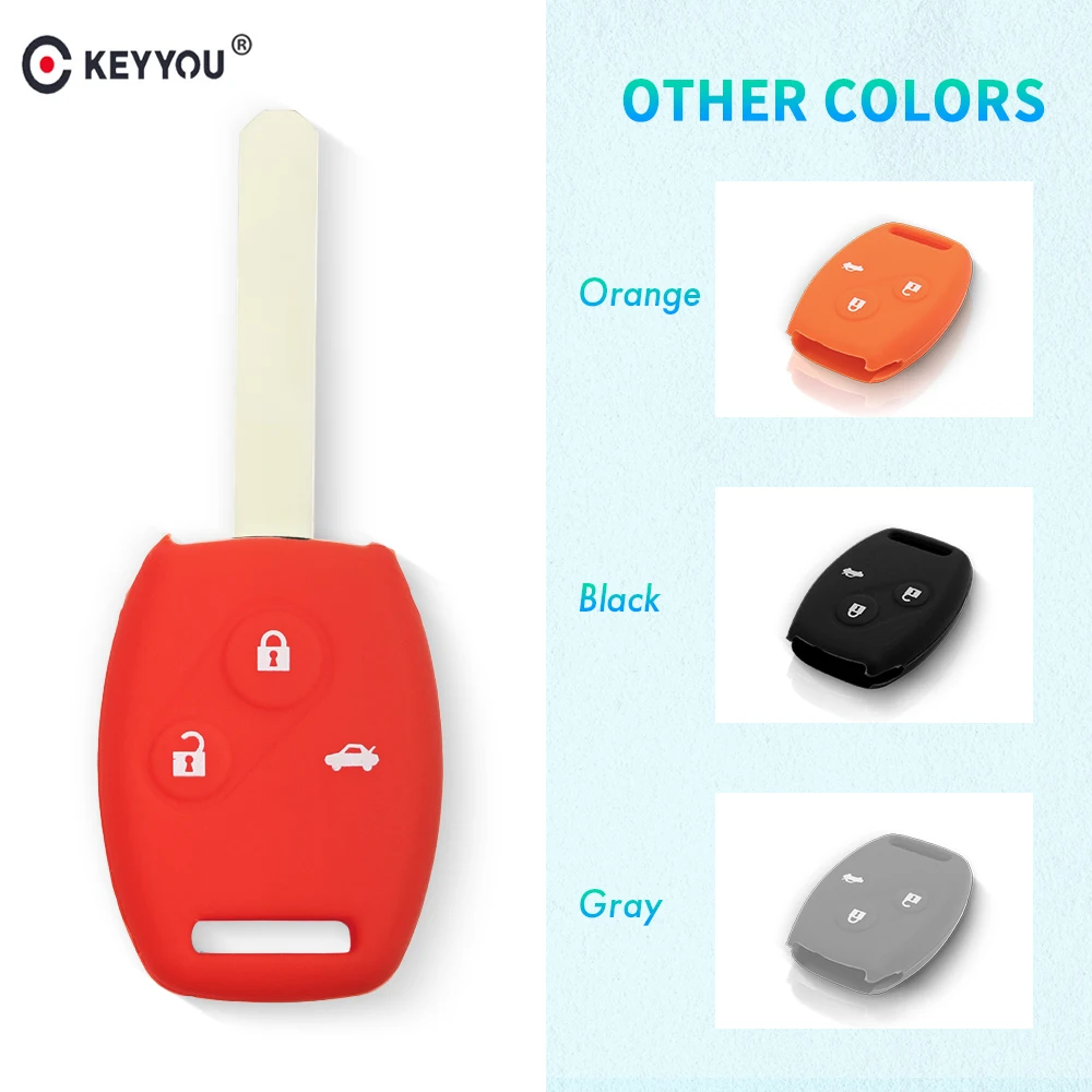 KEYYOU 3 Buttons Silicone Car Key Cover Case For Honda Accord CR-V CRV Civic Pilot Fit Freed StepWGN Fob Key Jacket Car-stying