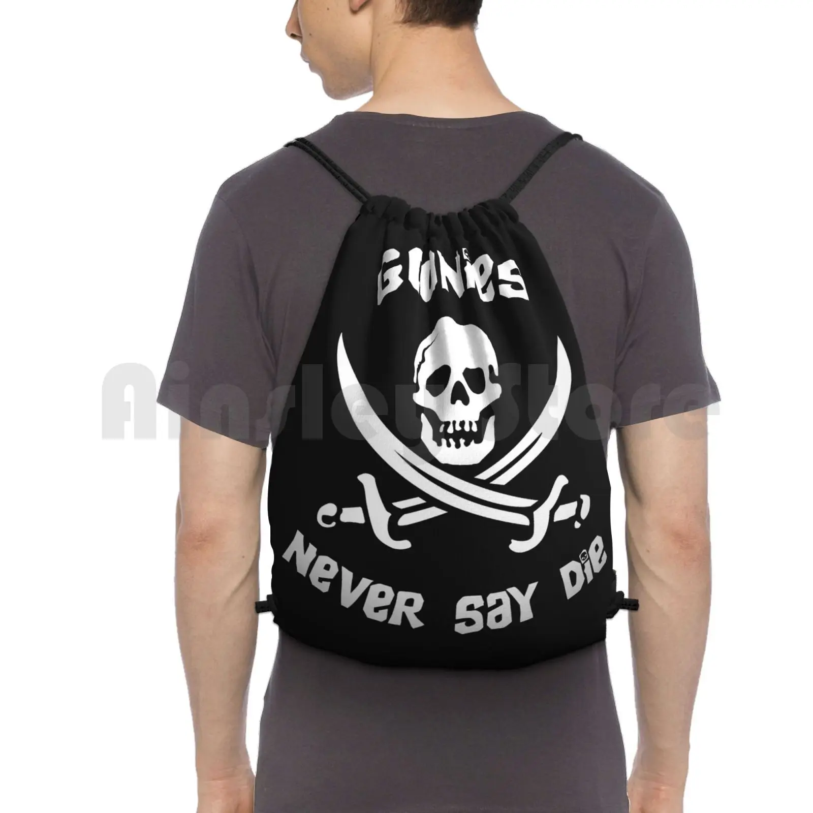 

Backpack Drawstring Bag Riding Climbing Gym Bag Goonies Pirates Never Say Die Skull Swords Astoria One