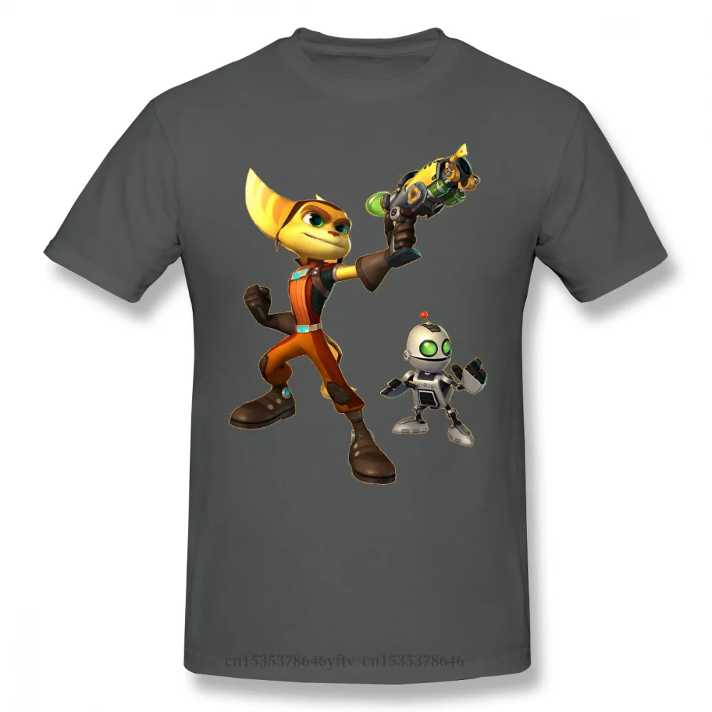 Cool Print Cotton Funny T Shirts Ratchet Clank Quartu Gadgebots Game Men Fashion Streetwear