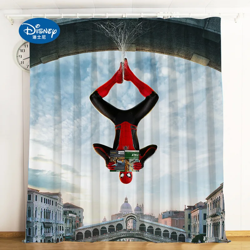 Disney Cartoon Marvel Spiderman Curtain Heroes Expedition Brushed Blackout Curtain custom boys gift