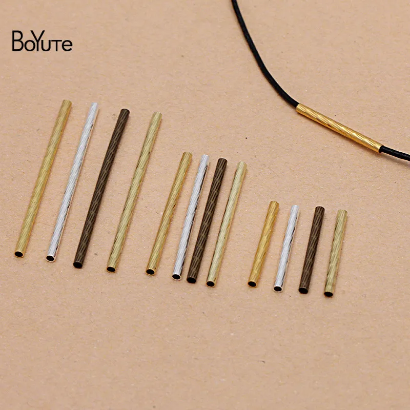 BoYuTe (200 Pieces/Lot) 20-30-40MM Length Metal Brass Carved Tube Materials Hand Made DIY Jewelry Making Accessories