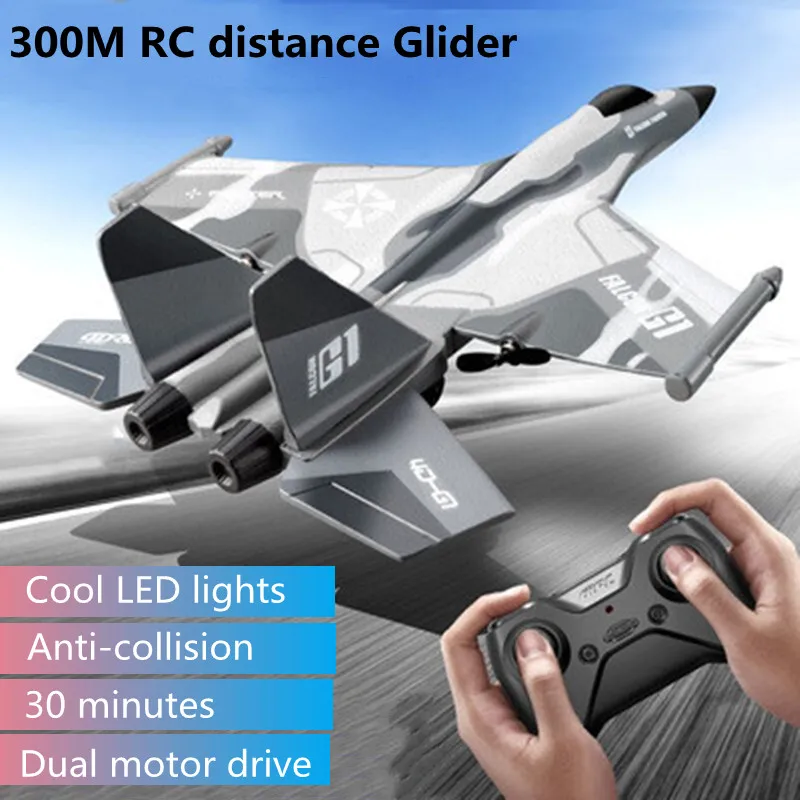 

300M Dual Motor Drive Remote Control Plane 2.4G Fixed Wing EPP Material Anti-Crash Cooling LED Light RC Plane Airplane Model Toy