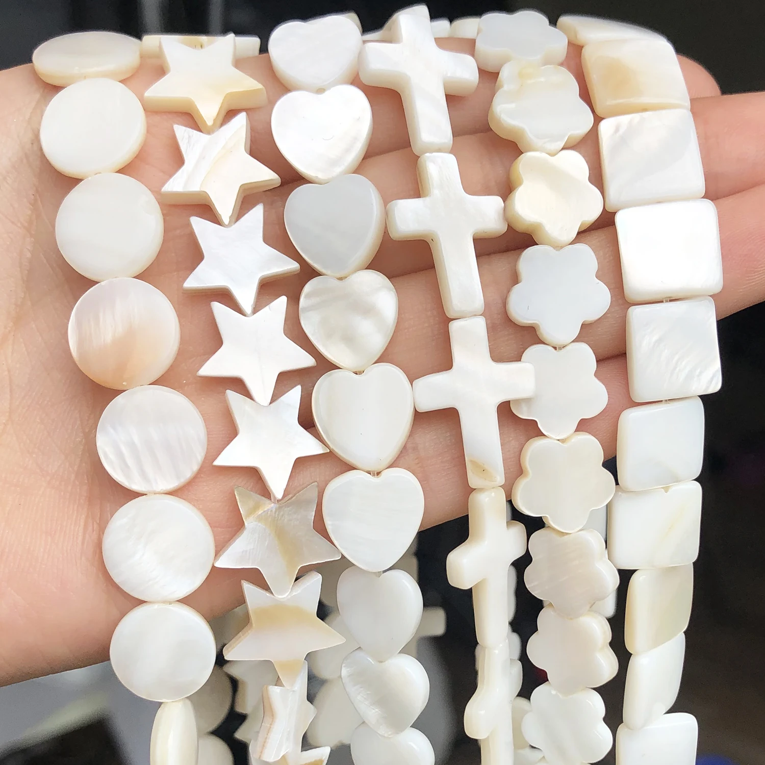 Natural White Freshwater Shell Beads Beads Heart Cross Star Round Mother Of Pearl Loose Beads for Jewelry Making DIY Bracelet - Image 2