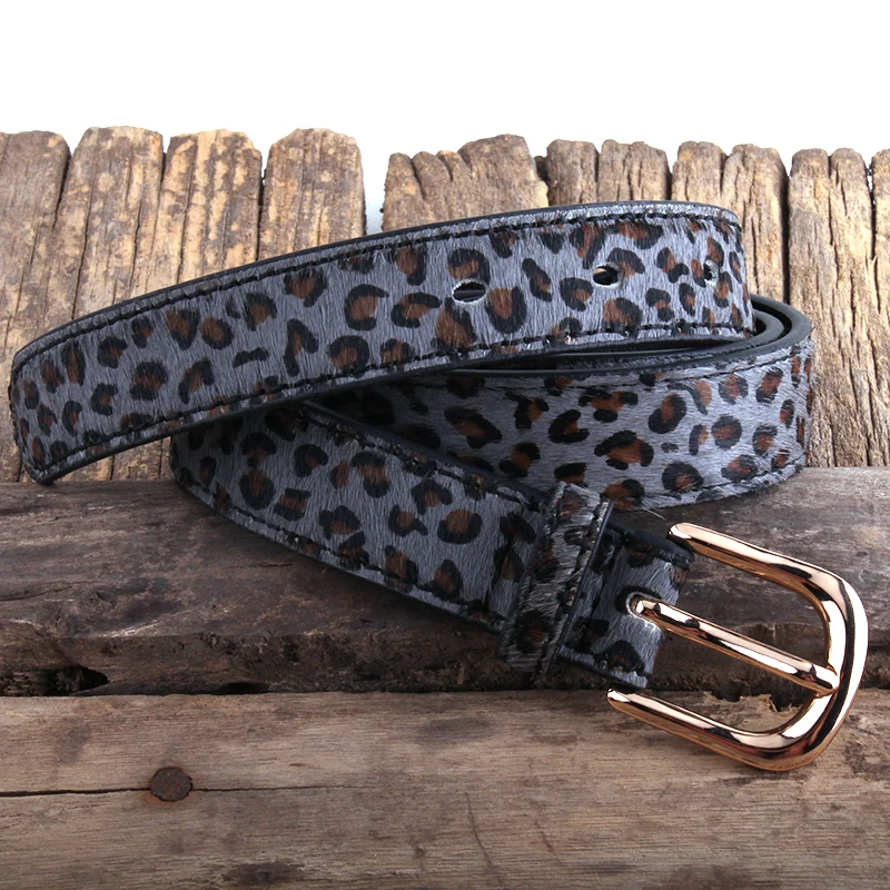 RH Fashion Leopard Spotted skórzany pasek z włosia końskiego oryginalne pasy skórzane damskie akcesoria prezent DropShipping