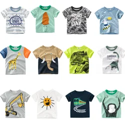 Boys & Girls Cartoon T-shirts Kids Dinosaur Print T Shirt For  Children Summer Short Sleeve T-shirt Cotton Tops Clothing