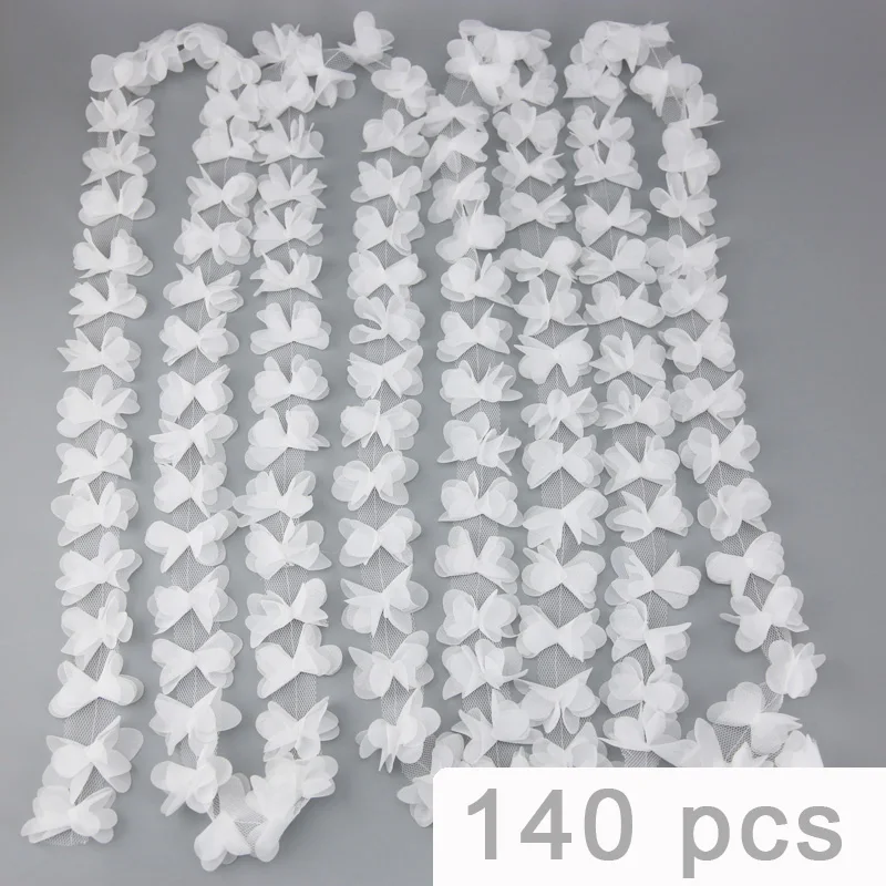 (140 pieces/lot) Butterfly Chiffon lace fabric Webbing Decoration Love gift ribbons crafts 50mm width