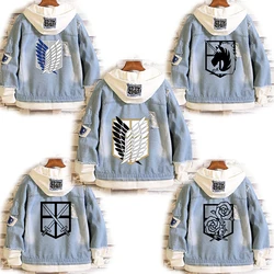 2026 Anime Attack on Titan Jeans Jacket Scout Regiment Cosplay Denim Jacket Autumn Eren Jager Hooded Sweatshirt Outwear Coat