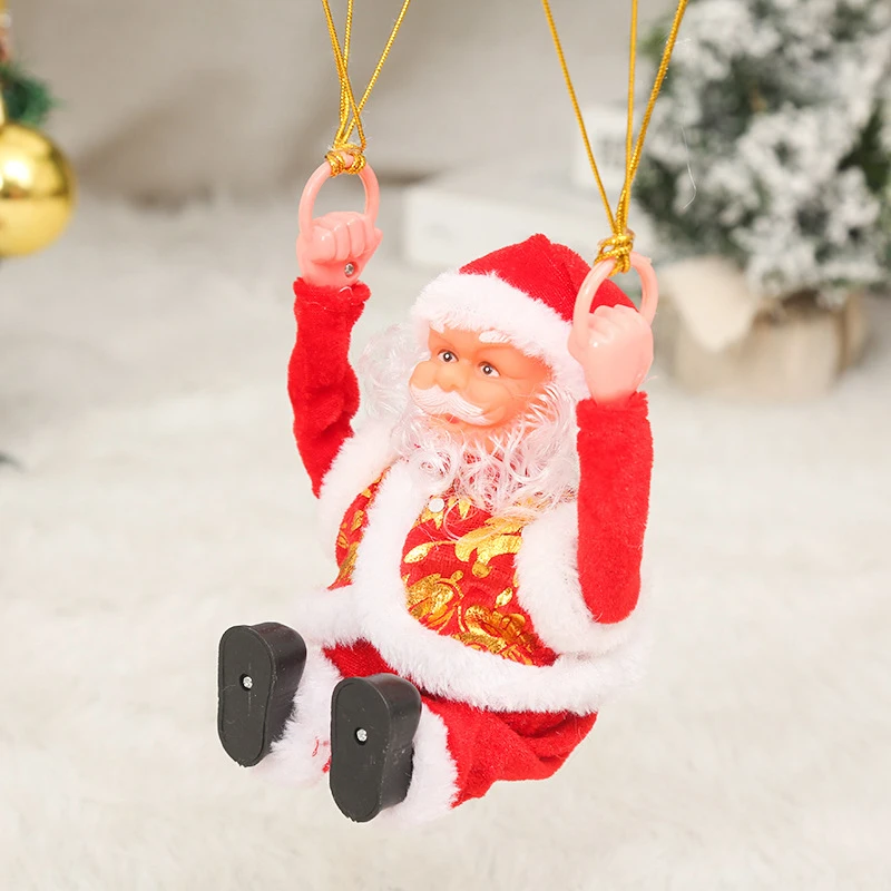 Festival Party Xmas Decoration Electric Parachute Somersault Santa Claus with Music Christmas Kid Toys Ornament Holiday Gift