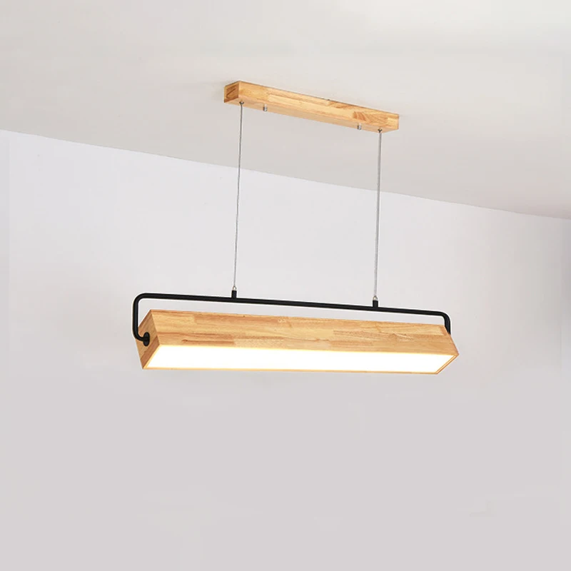 Imagem -02 - Nordic Wood Led Pendant Lights Modern Pendant Lamps Long Strip Pendurado Lâmpada Apto para Jantar Sala de Estar Cozinha Escritório Loja Bar Café