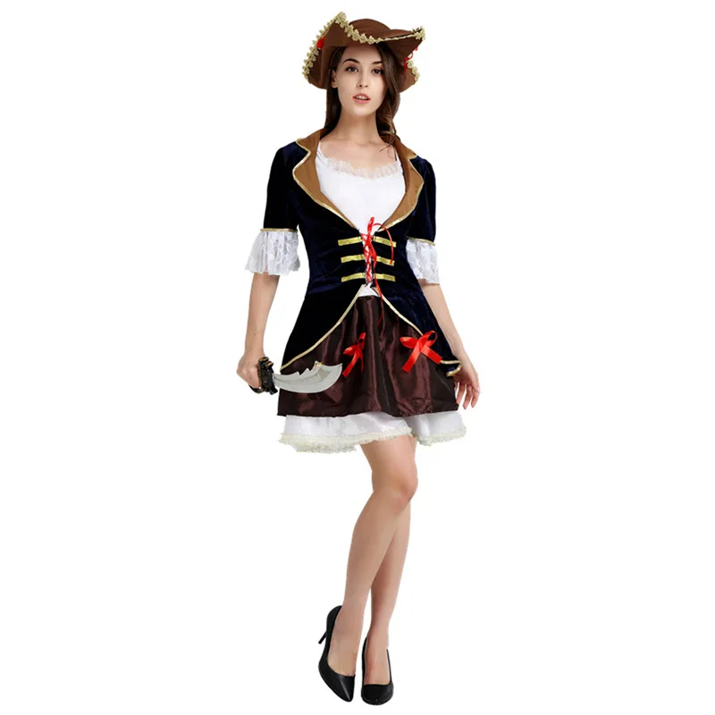 Traje cosplay pirata para homens e mulheres, trajes de Halloween para adultos, vestidos de festa de carnaval