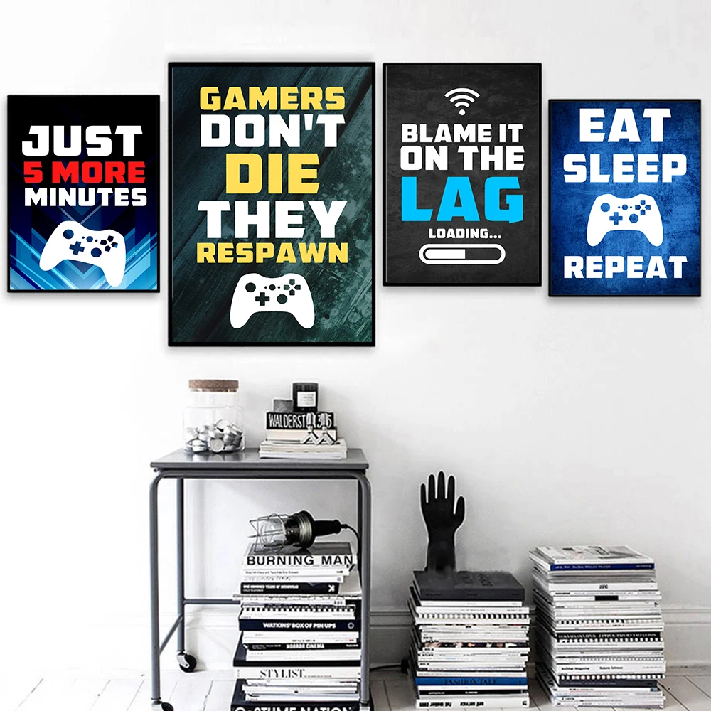 

Video Game Wall Art Canvas Painting Gaming Room Decor Posters and Prints Abstract Party Artwork Picture for Boys Room Decoration