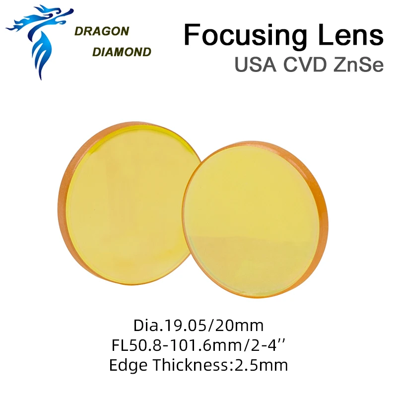 Laser Focus Lens Original USA CVD ZnSe Diameter 12/15/18/19.05/20mm FL38.1/50.8/63.5/76.2/101.6/127mm for Co2 Engraver Machine