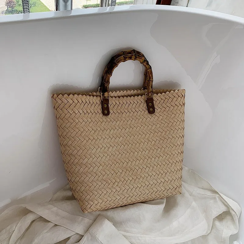 Summer Casual Woven Beach Straw Handbag Hollow Out Woven Underarm Shoulder Bags Travel Totes Youth Ladies Simple Versatile Bag