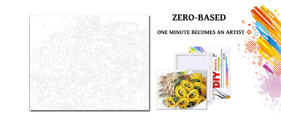 GATYZTORY Frame DIY Painting By Numbers Flowers acrylic paint by number kits Oil Paint By Numbers For Home Decors Gift