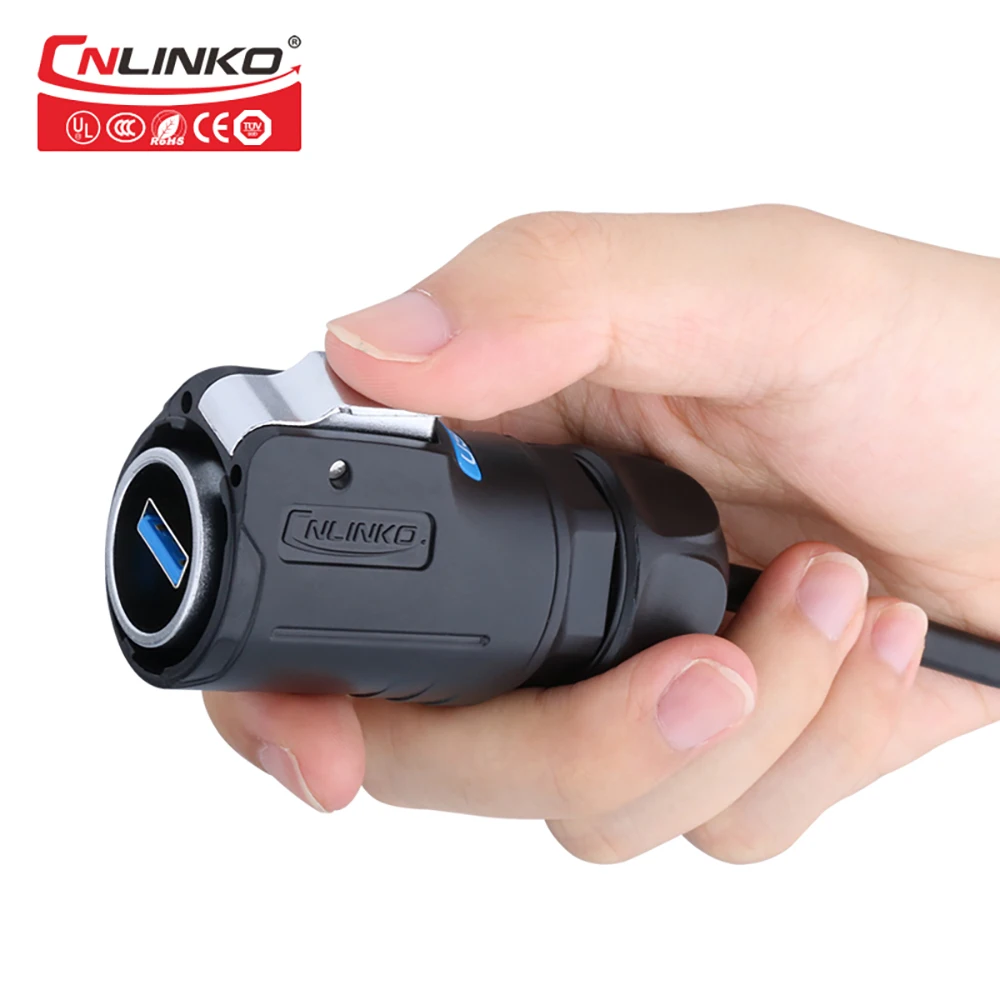 CNLINKO Waterproof IP68 USB 3.0 Connector Data Transfer Adapter Female Socket Jacks Male Plug with 0.5m/1m/2m/3m Extension Cable