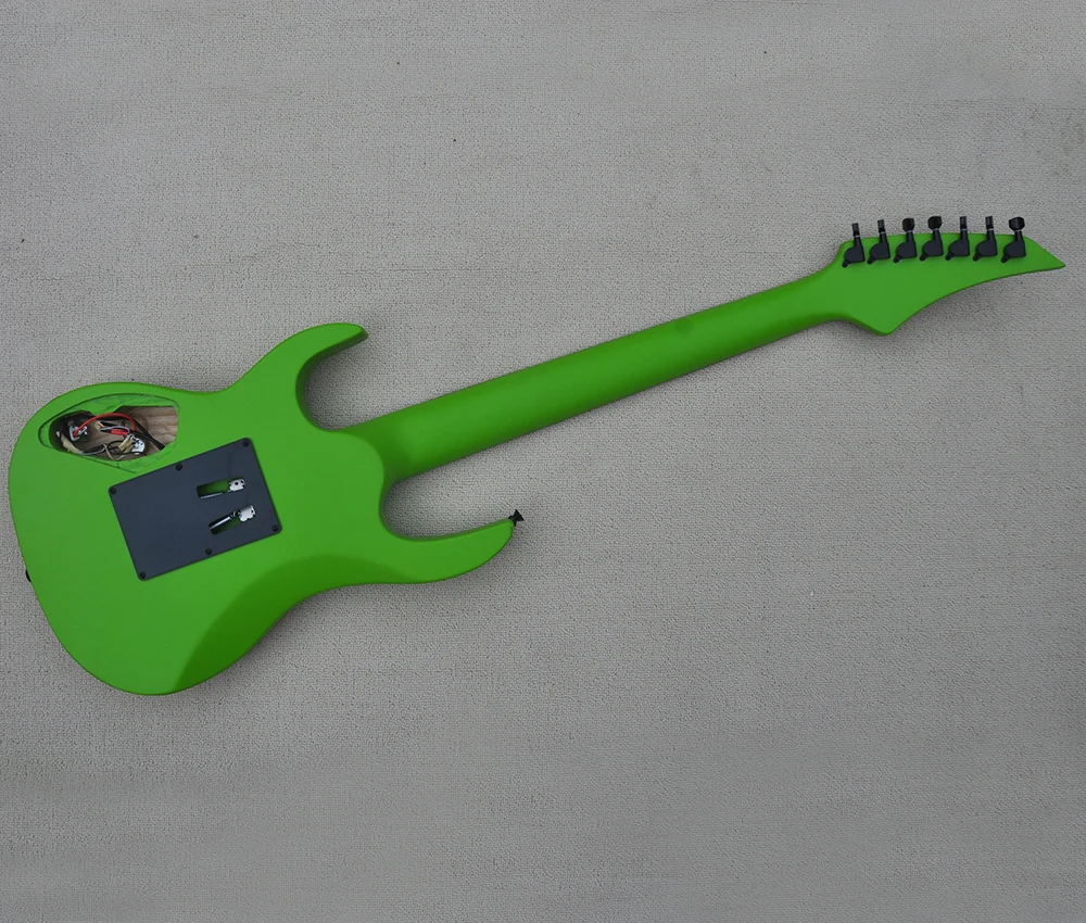 7 Strings Green Electric Guitar with Tremolo Bar,27 Frets,Rosewood Fretboard