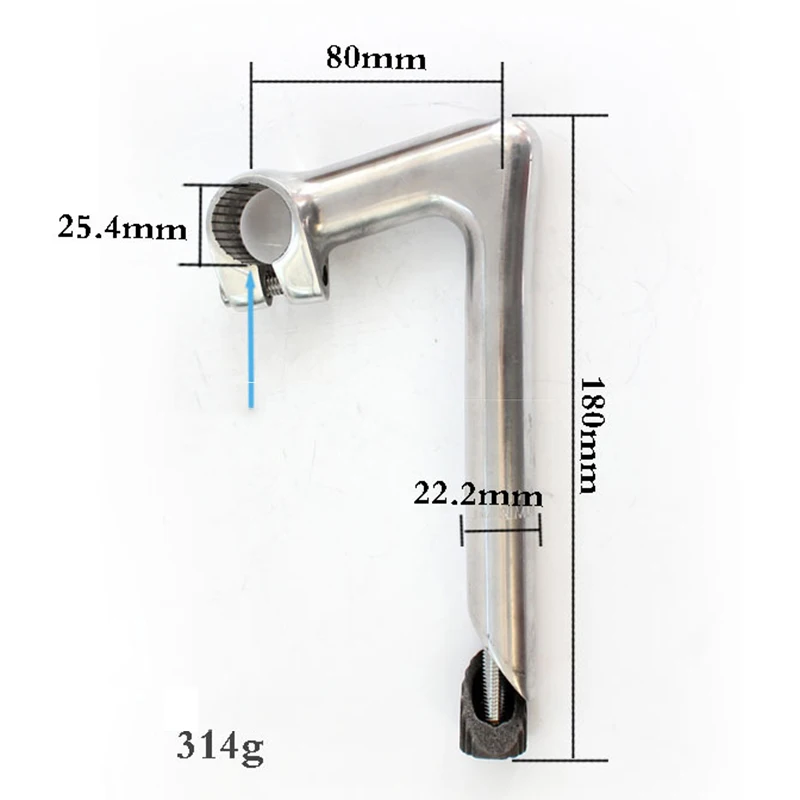 60/80mm*25.4mm*22.2mm*180L road bike bicycle handlebar stem dead speed handlebar retro bike gooseneck stem