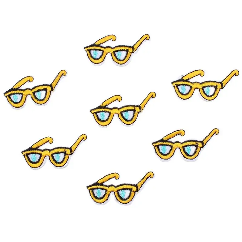 10pcs/lot Embroidered Cool Sunglass Stickers Iron On Jeans Patch Sewing Accessories DIY Coats Appliques Clothing Garments Badge