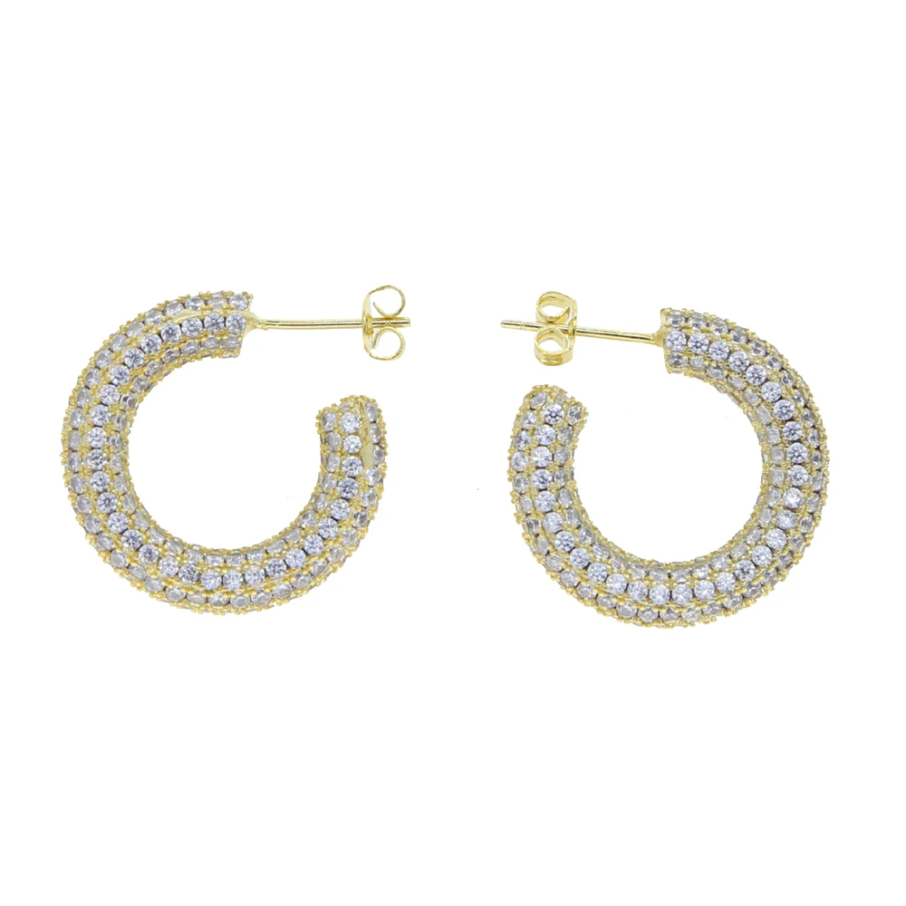 high quality Prevent Allergy circle micro full CZ Earrings Women Trendy Jewelry Vintage Simple O Shaped Party Accessories Gifts