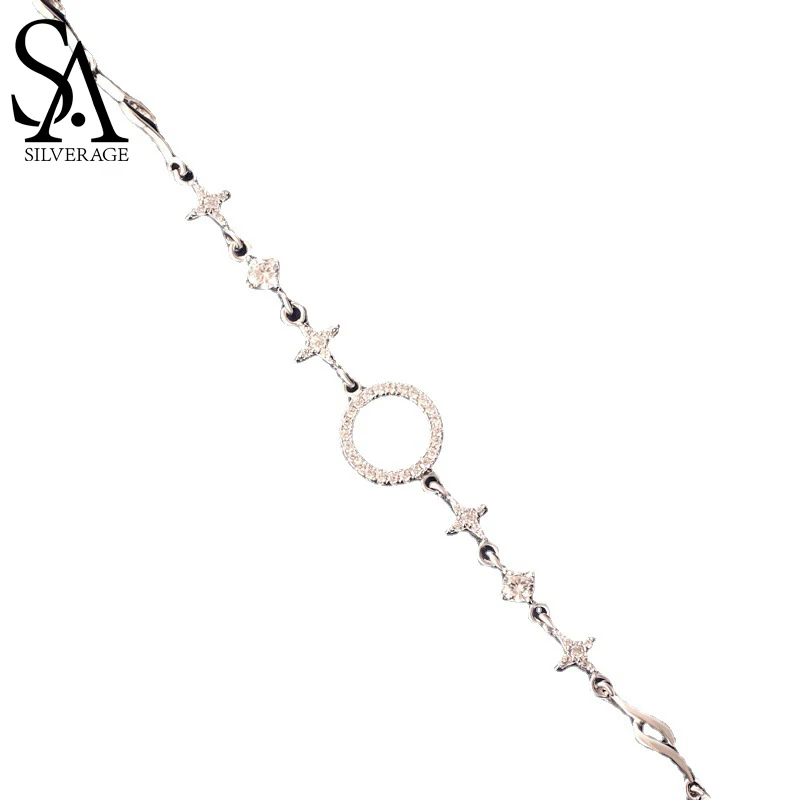 

SA SILVERAGE Star S925 Sterling Silver Bracelet Female Korean Version Simple Sweet Girlfriends Valentine's Day Gift for Women