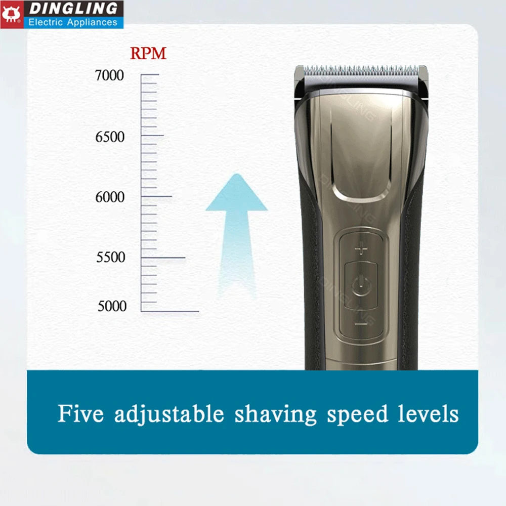 Kepala Pemotong Baja Halus Daya Kuat RF-912 Pemotong Rambut Kecepatan Variabel Listrik DingLing dengan Layar LED Dapat Dicuci Kebisingan Rendah