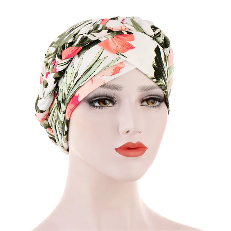 Szalik na głowę dla muzułmanki nadruk boho bawełniany warkocz turban bonnet czapki hidżab wewnętrzny hijabs femme musulman arab wrap turbantes