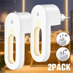 2pcs Plug-in Night Light Warm White LED Night Lights Dusk to Dawn Sensor for Bedroom Bathroom Kitchen Corridor Stairs EU/US Plug