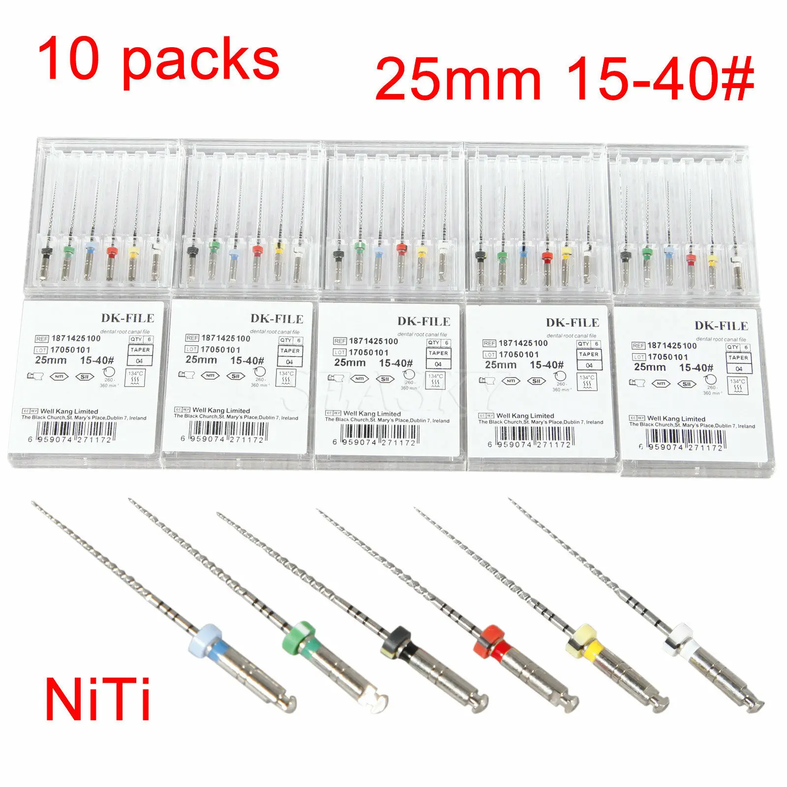 1-10 PACKS Dental Endodontic Endo Files NiTi DK 25mm Taper 04 for Engine Use 15-40#