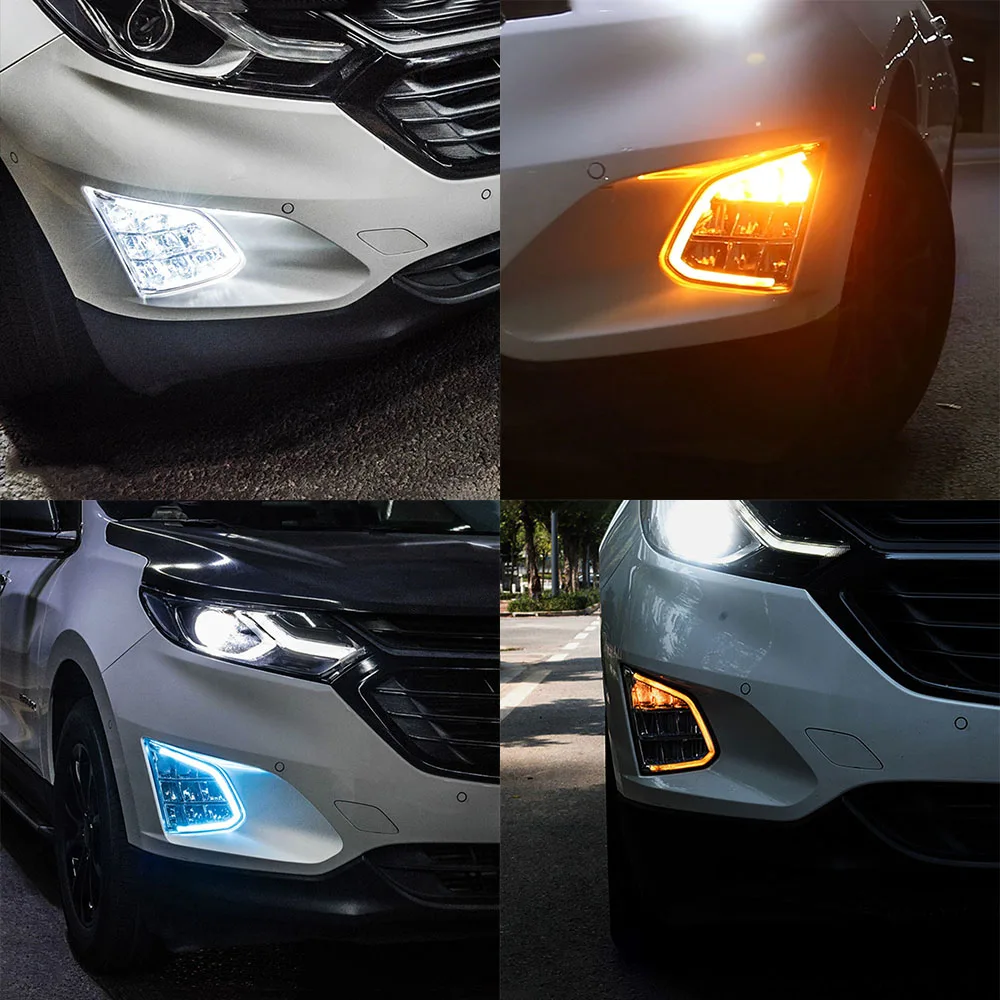 3 Colors Car Modification DRL Daytime Running Light Fog Lights Cover for Chevrolet Equinox 2017-2020