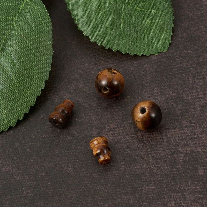 2 Set Natural Tiger Eye Buddhist Beads 3 Hole Guru Beads T-Drilled Beads Buddha Jewelry Findings Tiger Eye Round: 10mm